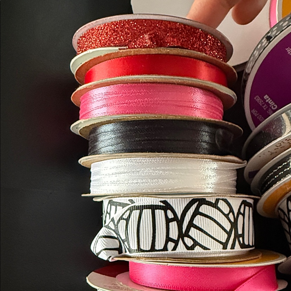 Assorted Ribbon Spools - Black, Pink, Silver, Gold. Brand new full and 1/2 spool - Picture 5 of 6